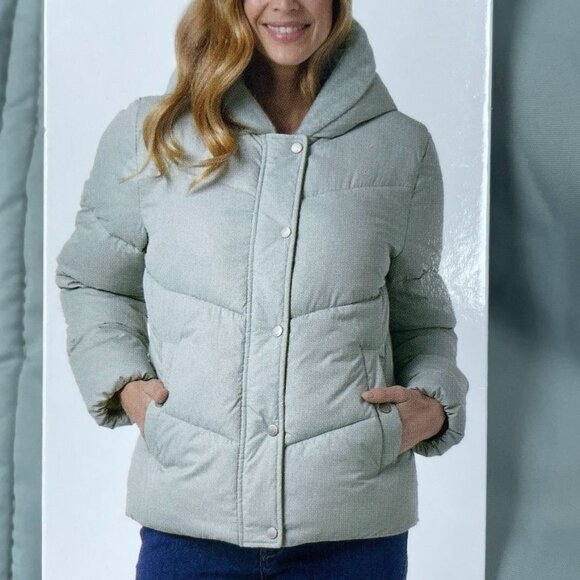 32 Degrees Heat Womens Puffer Jacket 2X Light Blue Water-Resistant Hooded c005 - Picture 2 of 6
